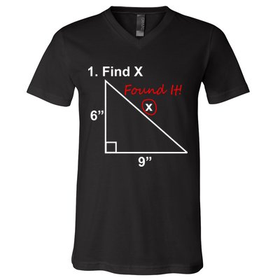 Find X Found It Funny Math School V-Neck T-Shirt