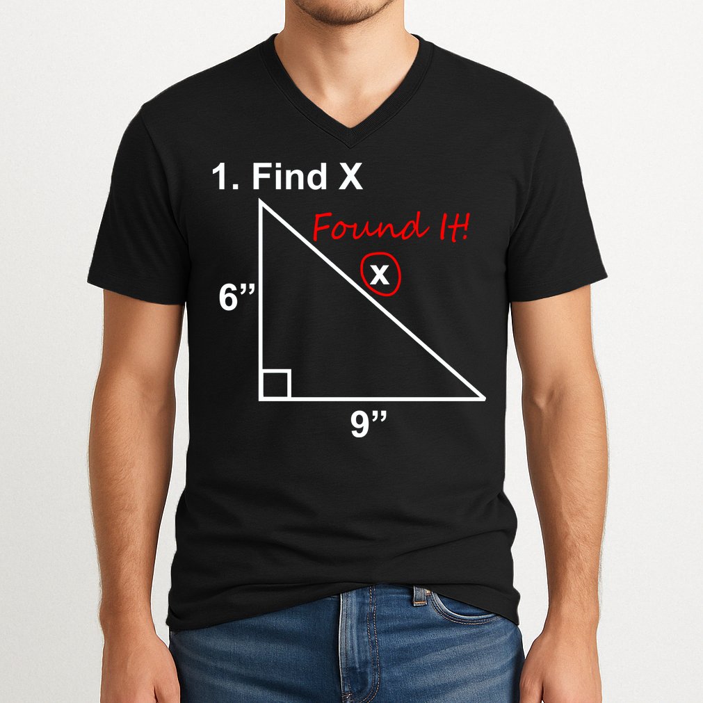 Find X Found It Funny Math School V-Neck T-Shirt