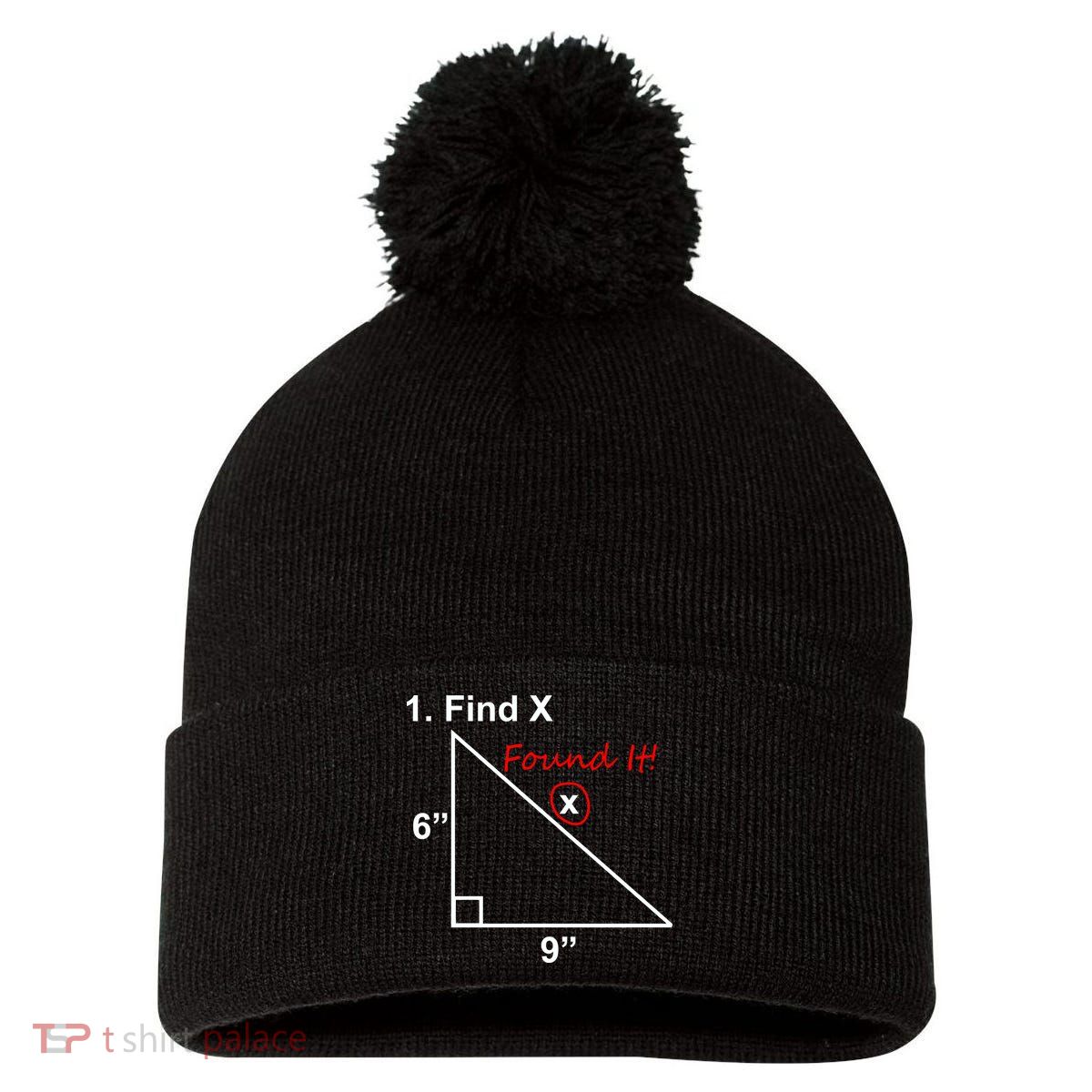 Find X Found It Funny Math School Pom Pom 12in Knit Beanie