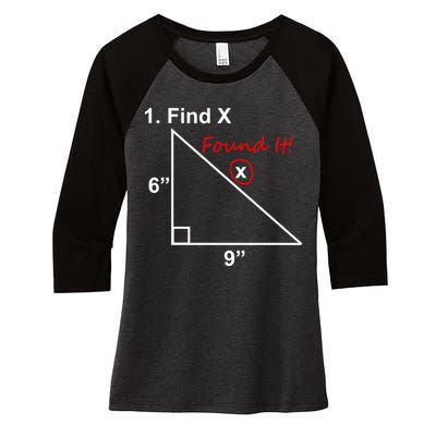 Find X Found It Funny Math School Women's Tri-Blend 3/4-Sleeve Raglan Shirt
