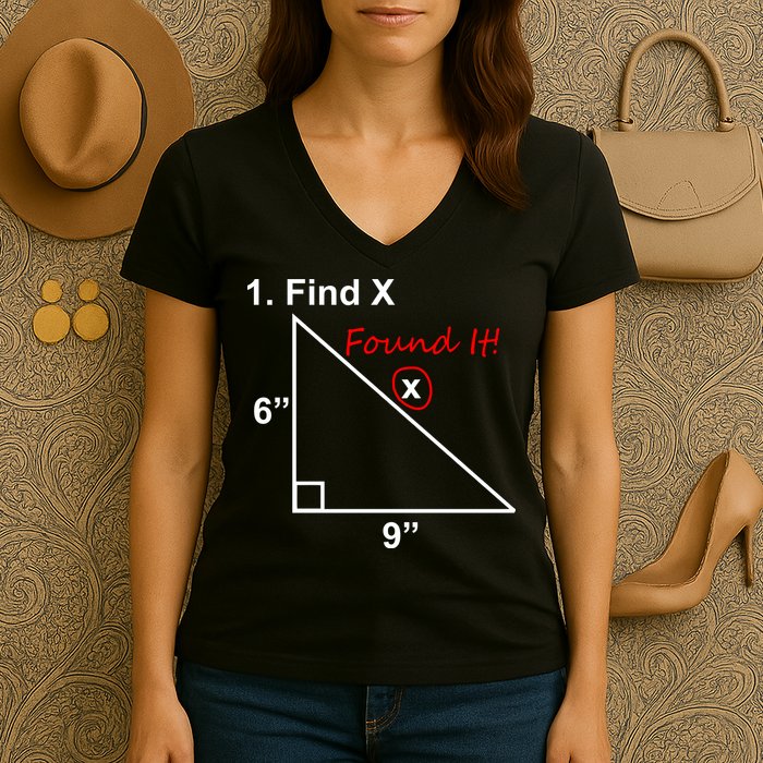 Find X Found It Funny Math School Women's V-Neck T-Shirt