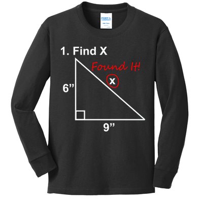 Find X Found It Funny Math School Kids Long Sleeve Shirt