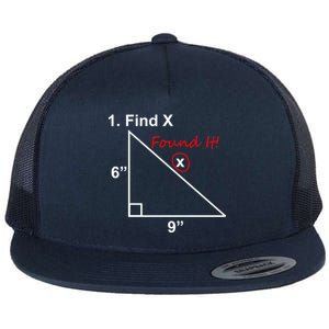 Find X Found It Funny Math School Flat Bill Trucker Hat