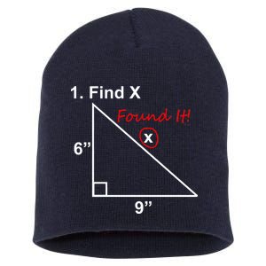 Find X Found It Funny Math School Short Acrylic Beanie