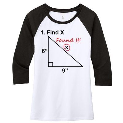 Find X Found It Funny Math School Women's Tri-Blend 3/4-Sleeve Raglan Shirt