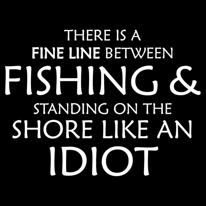 Fine Line Between Fishing And Idiots Cropped Pullover Crew