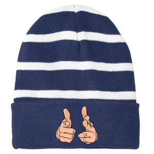 Finger Guns Striped Beanie with Solid Band