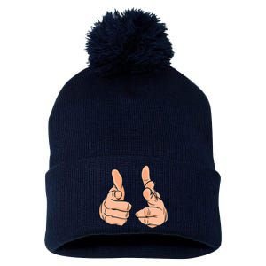 Finger Guns Pom Pom 12in Knit Beanie