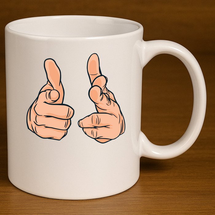 Finger Guns 11oz C Handle Ceramic Mug