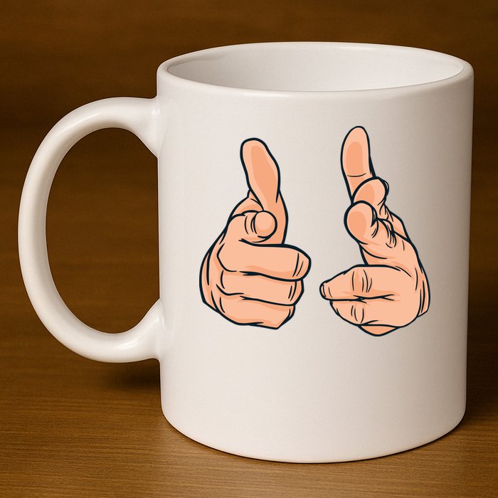 Finger Guns 11oz C Handle Ceramic Mug