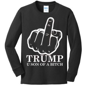 Finger Trump U Son of a B Kids Long Sleeve Shirt