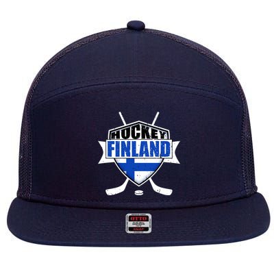 Finland Hockey Team Shield 7 Panel Mesh Trucker Snapback Hat