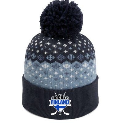 Finland Hockey Team Shield The Baniff Cuffed Pom Beanie