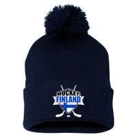 Finland Hockey Team Shield Pom Pom 12in Knit Beanie