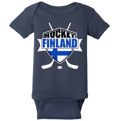 Finland Hockey Team Shield Baby Bodysuit