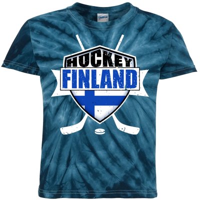 Finland Hockey Team Shield Kids Tie-Dye T-Shirt