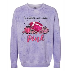 Football In October We Wear Pink Breast Cancer Colorblast Crewneck Sweatshirt