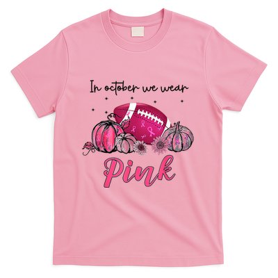 Football In October We Wear Pink Breast Cancer T-Shirt