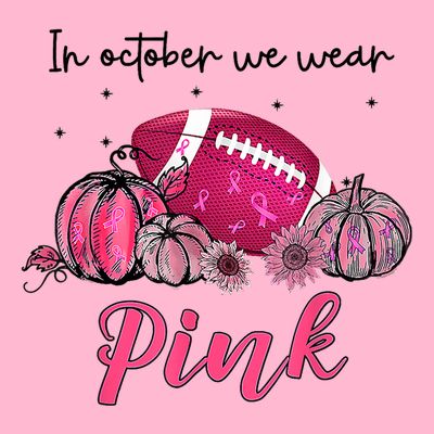 Football In October We Wear Pink Breast Cancer T-Shirt