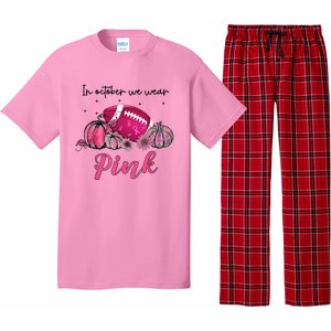 Football In October We Wear Pink Breast Cancer Pajama Set