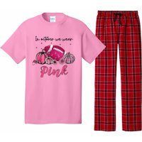 Football In October We Wear Pink Breast Cancer Pajama Set