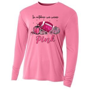 Football In October We Wear Pink Breast Cancer Cooling Performance Long Sleeve Crew