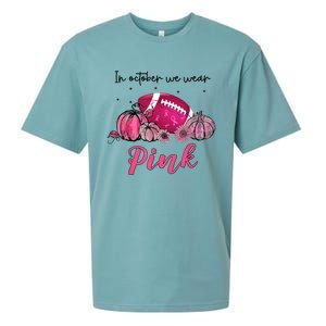 Football In October We Wear Pink Breast Cancer Sueded Cloud Jersey T-Shirt