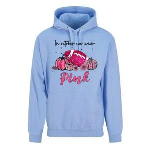 Football In October We Wear Pink Breast Cancer Unisex Surf Hoodie