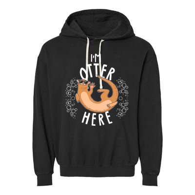 Funny I'm Otter Here Garment-Dyed Fleece Hoodie