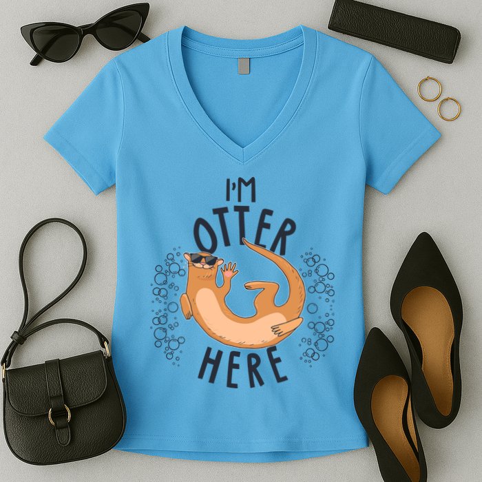 Funny I'm Otter Here Women's V-Neck T-Shirt