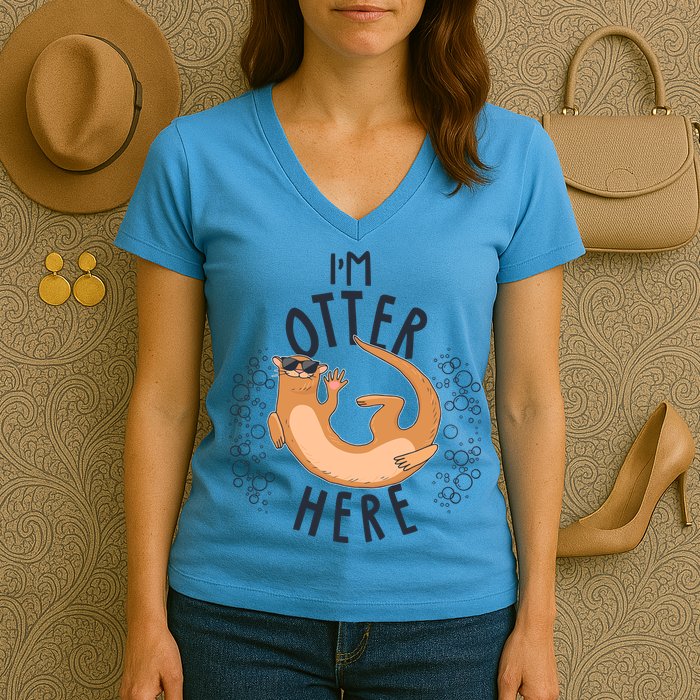 Funny I'm Otter Here Women's V-Neck T-Shirt