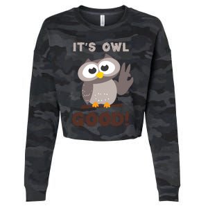 Funny Its Owl Good Birthday Gift For Owl Lovers Cropped Pullover Crew