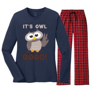 Funny Its Owl Good Birthday Gift For Owl Lovers Women's Long Sleeve Flannel Pajama Set 