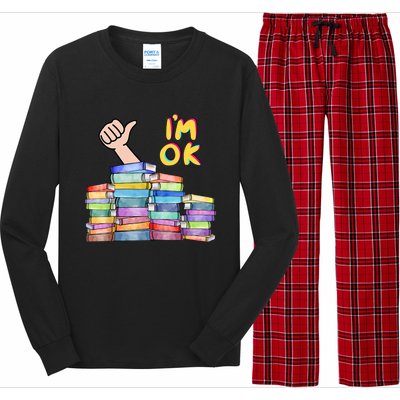 Funny I'm Ok Reading Books Nerd National Book Day Lover Cool Gift Long Sleeve Pajama Set