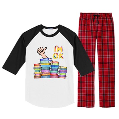 Funny I'm Ok Reading Books Nerd National Book Day Lover Cool Gift Raglan Sleeve Pajama Set