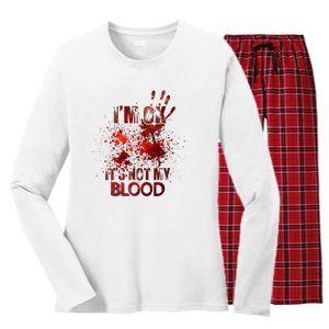 Funny Im Ok Its Not My Blood Women's Long Sleeve Flannel Pajama Set 