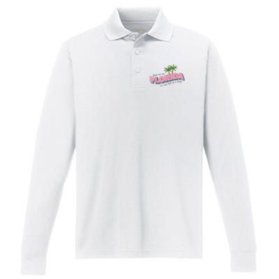 Florida ItS One Hell Of A Drug Funny Crocodile And Manatees Performance Long Sleeve Polo