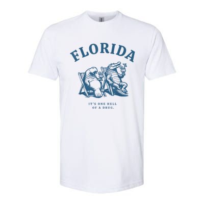 Florida ItS One Hell Of A Drug Funny Crocodile And Manatees Softstyle® CVC T-Shirt