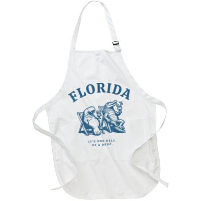 Florida ItS One Hell Of A Drug Funny Crocodile And Manatees Apron