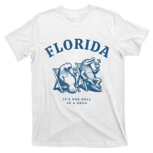 Florida ItS One Hell Of A Drug Funny Crocodile And Manatees T-Shirt