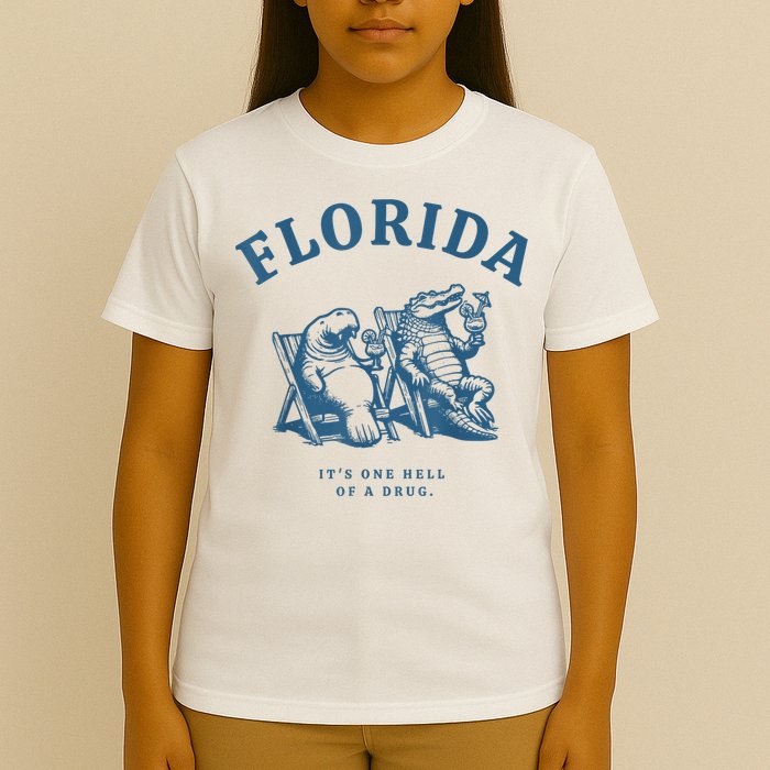 Florida ItS One Hell Of A Drug Funny Crocodile And Manatees T-Shirt