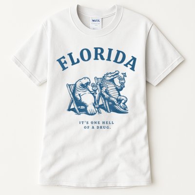 Florida ItS One Hell Of A Drug Funny Crocodile And Manatees Tall T-Shirt