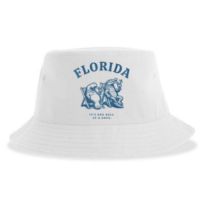 Florida ItS One Hell Of A Drug Funny Crocodile And Manatees Sustainable Bucket Hat