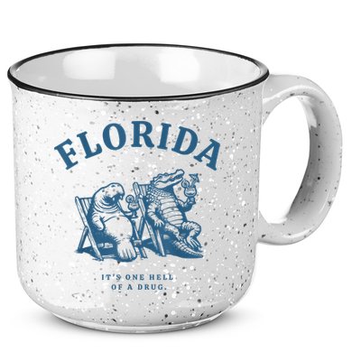 Florida ItS One Hell Of A Drug Funny Crocodile And Manatees 15oz Campfire Ceramic Mug