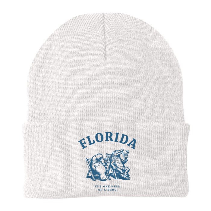 Florida ItS One Hell Of A Drug Funny Crocodile And Manatees Beanie