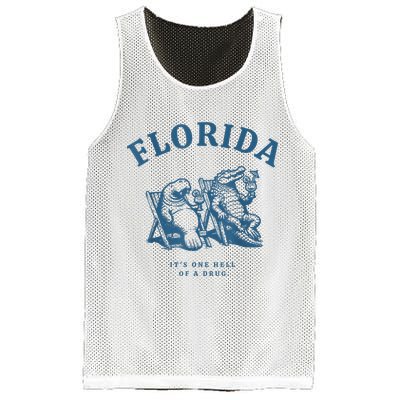 Florida ItS One Hell Of A Drug Funny Crocodile And Manatees Mesh Reversible Basketball Jersey Tank