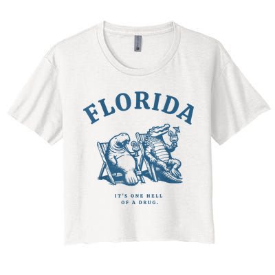 Florida ItS One Hell Of A Drug Funny Crocodile And Manatees Crop Top