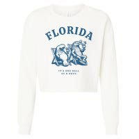 Florida ItS One Hell Of A Drug Funny Crocodile And Manatees Cropped Pullover Crew