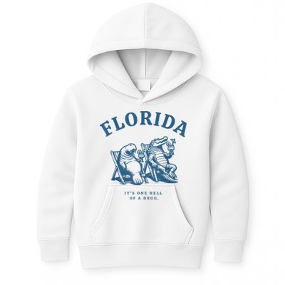Florida ItS One Hell Of A Drug Funny Crocodile And Manatees Kids Hoodie