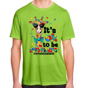 Funny ItS Ok To Be Different Autism Awareness Giraffe Adult ChromaSoft Performance T-Shirt